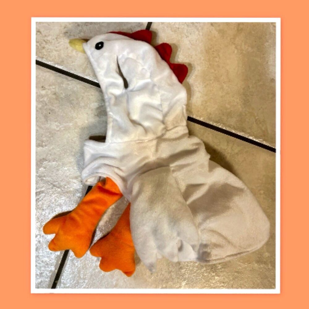 Plush White Chicken Pet Costume ~ Size Small